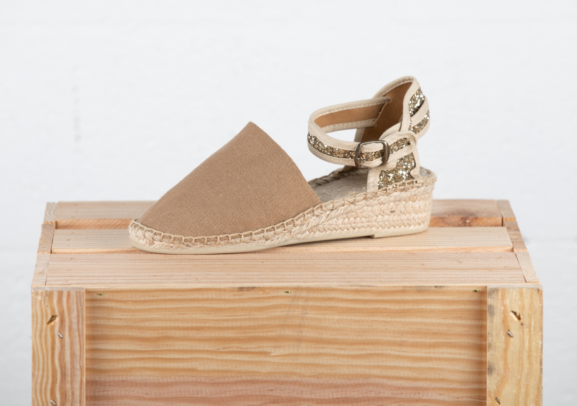 ESPADRILLE A TALON - PAILLETTES OR